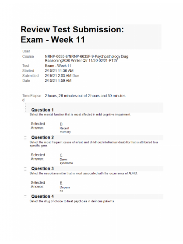 NRNP 6635 Week 11 Final Exam